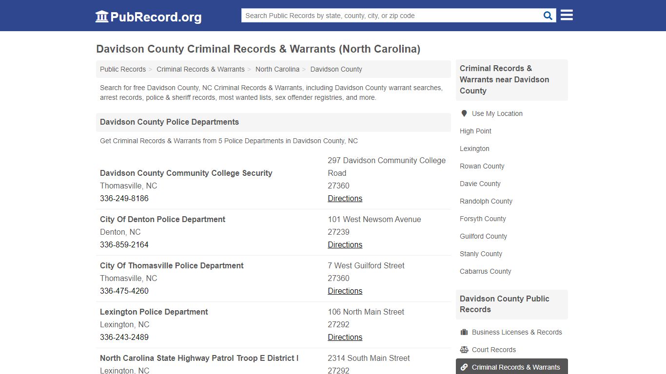 Free Davidson County Criminal Records & Warrants (North Carolina ...